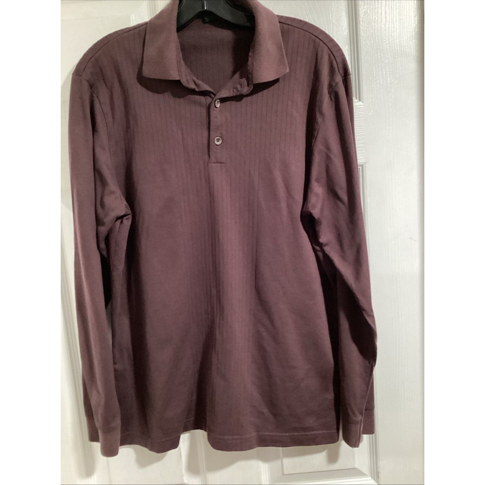 Hugo Boss Long Sleeve Polo Shirt Large Plum Color